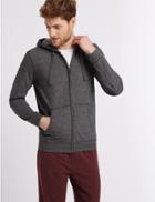 Marks & Spencer Cotton Rich Textured Hooded Top Charcoal Mix