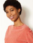 Marks & Spencer Vintage Wash Pure Cotton T-shirt Coral