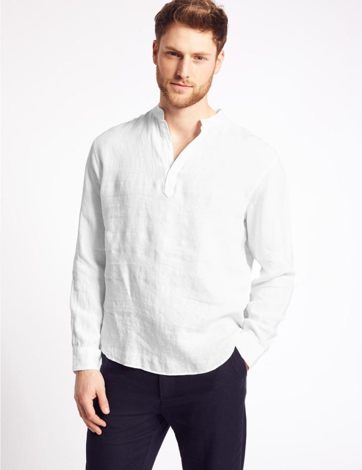 Marks & Spencer Easy Care Pure Linen Shirt White