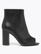Marks & Spencer Peep Toe Block Heel Ankle Boots Black