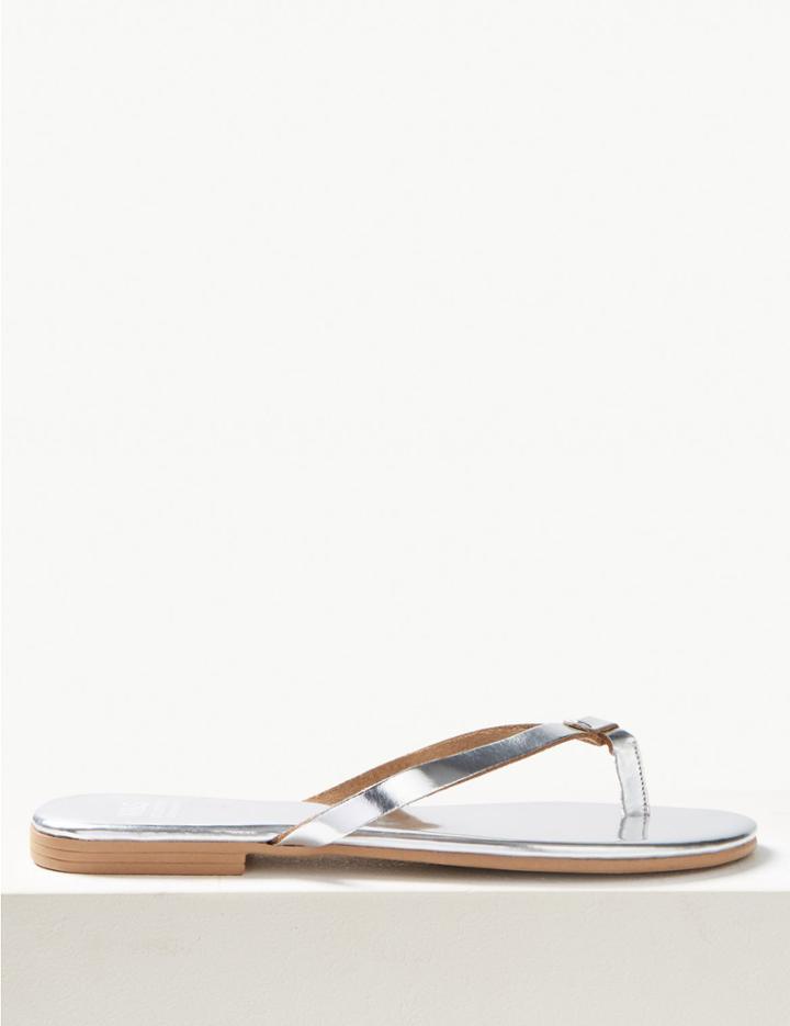 Marks & Spencer Leather Flip-flops Sandals Black