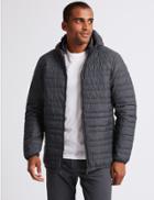 Marks & Spencer Hooded Down & Feather Jacket Grey Mix