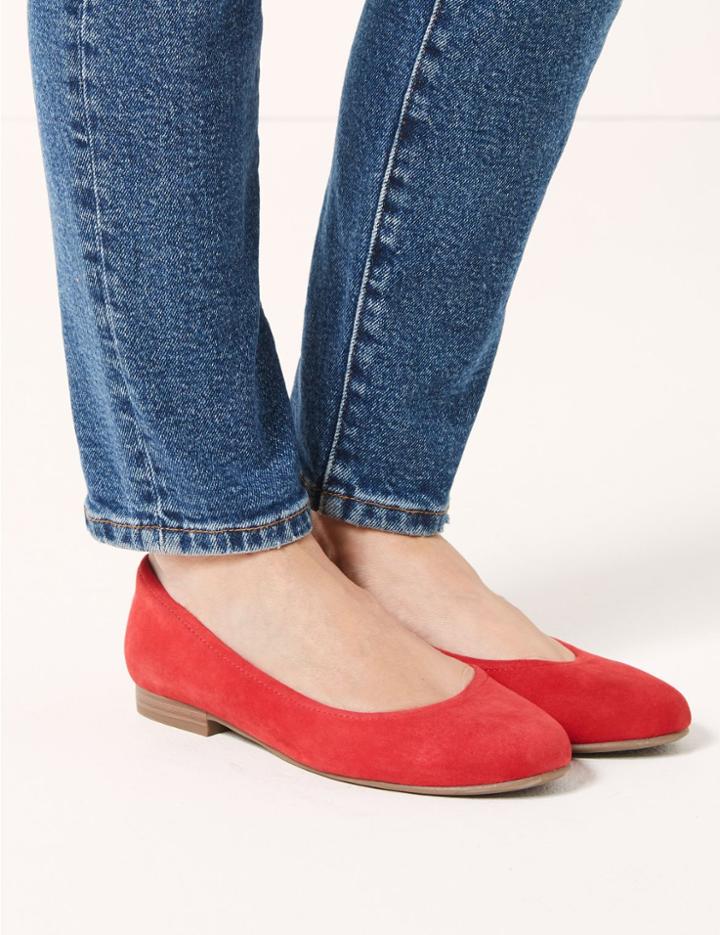Marks & Spencer Suede Ballet Pumps Flame