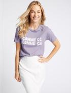 Marks & Spencer Pure Cotton Printed Short Sleeve T-shirt Lavender Mix