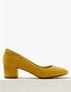 Marks & Spencer Wide Fit Suede Court Shoes Ochre