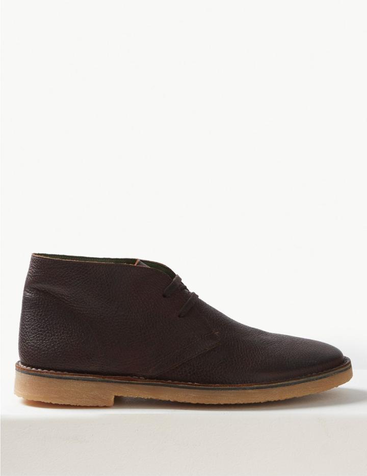 Marks & Spencer Leather Lace-up Desert Boots Brown