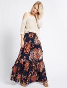Marks & Spencer Floral Print Straight Maxi Skirt Multi