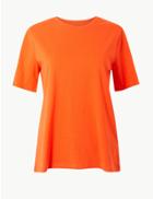 Marks & Spencer Pure Cotton Straight Fit T-shirt Bright Orange