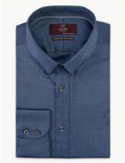 Marks & Spencer Cotton Tailored Fit Easy To Iron Oxford Shirt Blue Mix