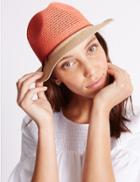 Marks & Spencer Colour Block Trilby Hat Coral Mix