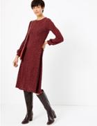 Marks & Spencer Jersey Cuff Sleeve Swing Midi Dress
