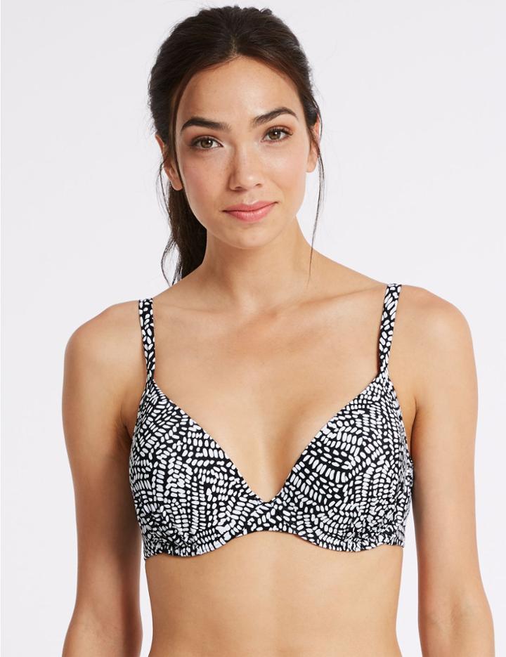 Marks & Spencer Underwired Triangle Bikini Top A-g Black Mix