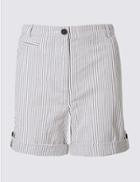 Marks & Spencer Pure Cotton Striped Casual Shorts Navy Mix