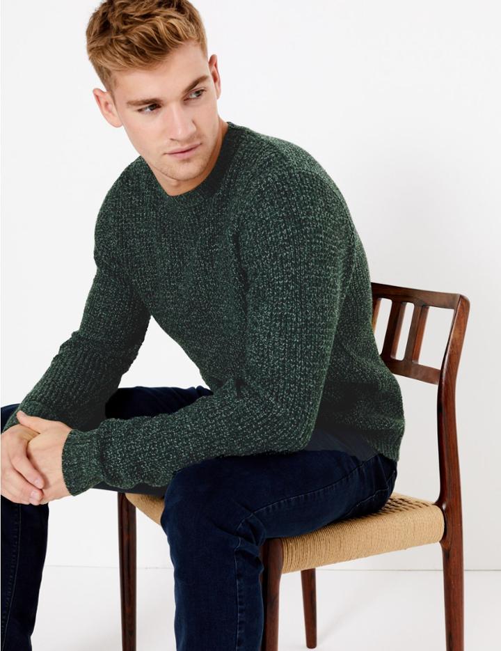 Marks & Spencer Textured Jumper Green Mix