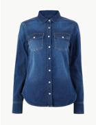 Marks & Spencer Denim Patch Pocket Shirt Medium Blue