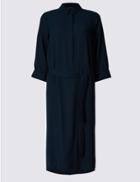 Marks & Spencer Soft Shirt Dress With Belt Navy