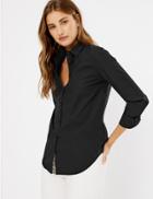 Marks & Spencer Pima Cotton Button Detailed Shirt Black