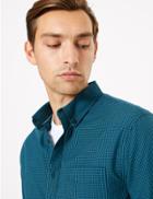 Marks & Spencer Pure Cotton Checked Shirt Teal Mix