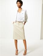 Marks & Spencer Cotton Rich Chino A-line Skirt Neutral