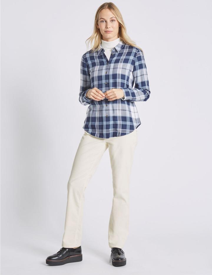 Marks & Spencer Cotton Rich Straight Leg Corduroy Trousers Winter White