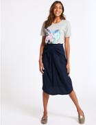 Marks & Spencer Waist Detail Midi Skirt Navy