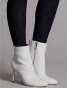 Marks & Spencer Leather Stiletto Heel Toe Cap Ankle Boots White