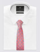 Marks & Spencer Pure Silk Geometric Print Tie Coral Mix