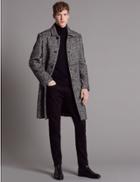 Marks & Spencer Wool Blend Overcoat Black/white