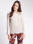 Marks & Spencer Overhead Long Sleeve Shell Top Ivory