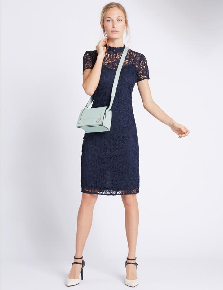 Marks & Spencer Faux Leather Stud Shoulder Bag Pale Blue