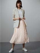 Marks & Spencer Checked Pleated Midi Skirt Ivory Mix