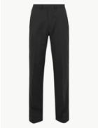 Marks & Spencer Charcoal Regular Fit Trousers With Stretch Black