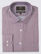 Marks & Spencer 2in Longer Non-iron Regular Fit Shirt Dark Wine