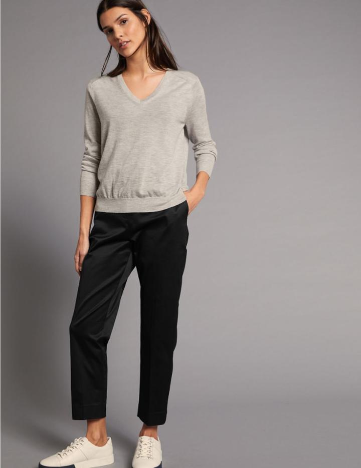 Marks & Spencer Supima Cotton Rich Split Hem Trousers Black