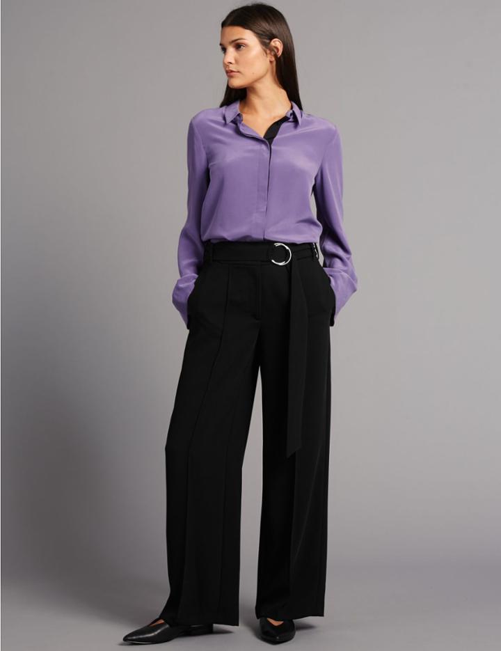 Marks & Spencer Belt Detail Wide Leg Trousers Black