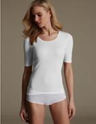 Marks & Spencer 2 Pack Thermal Short Sleeve Pointelle Tops White
