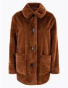 Marks & Spencer Faux Fur Coat Copper Tan