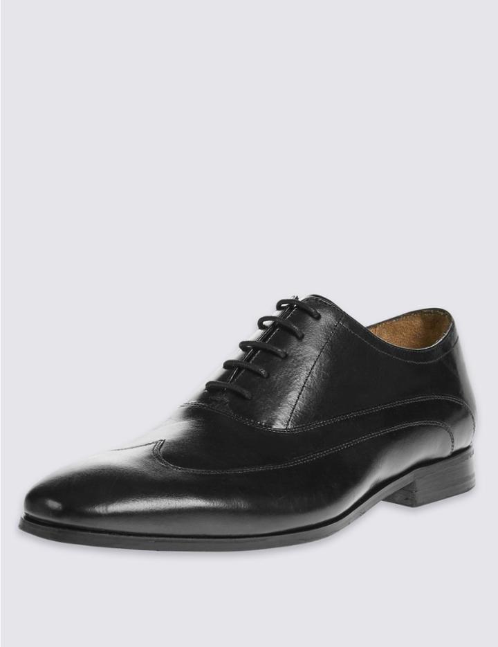 Marks & Spencer Leather Wingtip Lace-up Shoes Black