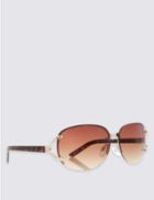 Marks & Spencer Diamante Rimless Rectangle Sunglasses Brown Mix