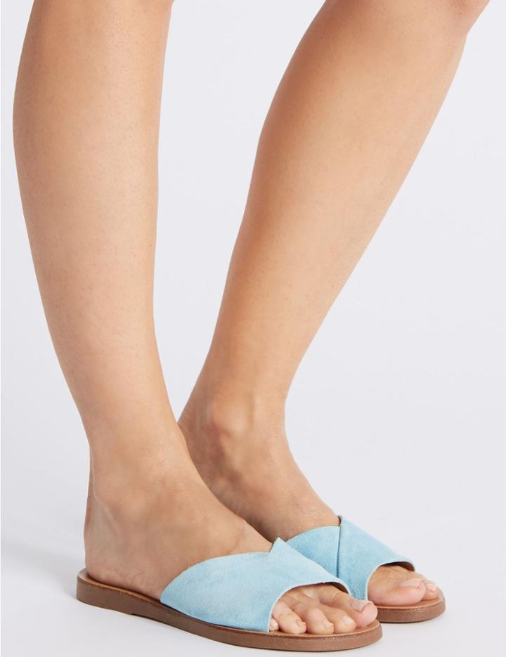 Marks & Spencer Suede Mule Sandals Aqua