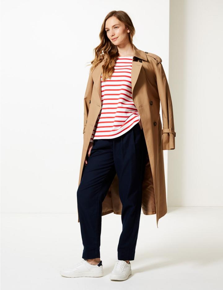 Marks & Spencer Cotton Rich Striped Long Sleeve Sweatshirt Red Mix