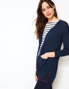 Marks & Spencer Pure Cotton Open Front Cardigan Navy