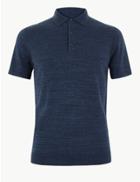 Marks & Spencer Supima Cotton Textured Polo Navy