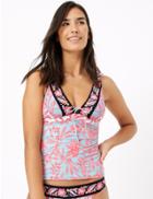 Marks & Spencer Floral Print Padded Plunge Tankini Top Blue Mix