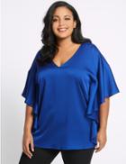 Marks & Spencer Curve V-neck Ruffle Sleeve Blouse Cobalt