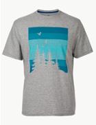Marks & Spencer Cotton Rich Printed Crew Neck T-shirt Charcoal Mix