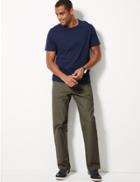 Marks & Spencer Regular Fit Cotton Rich Chinos Washed Green