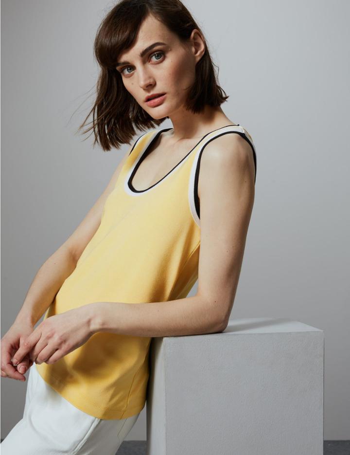 Marks & Spencer Textured Contrast Vest Top Yellow Mix
