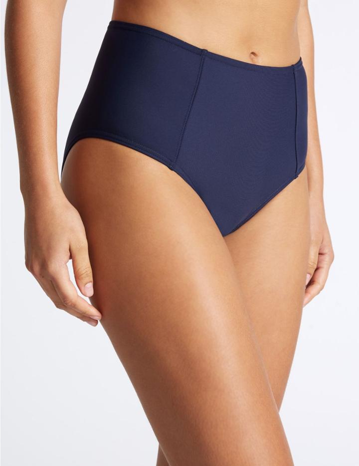 Marks & Spencer High Waisted Bikini Bottoms Navy