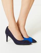 Marks & Spencer Extra Wide Fit Stiletto Heel Court Shoes Navy Mix